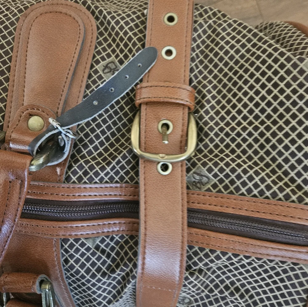 Bg Brown Leather Accent Travel Duffel Bag
